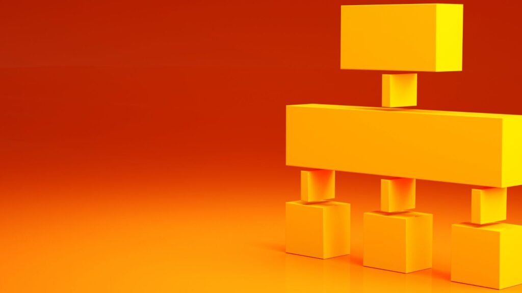 Yellow blocks symbolizing a sitemap on orange background.