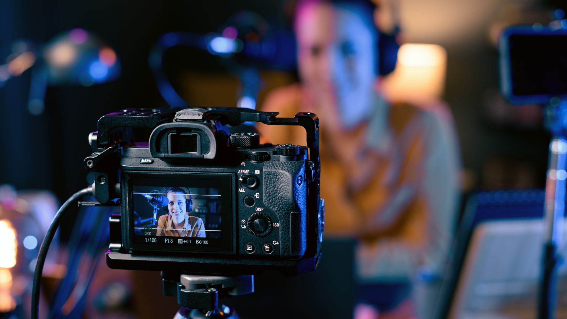 Woman recording video in YouTube Studio