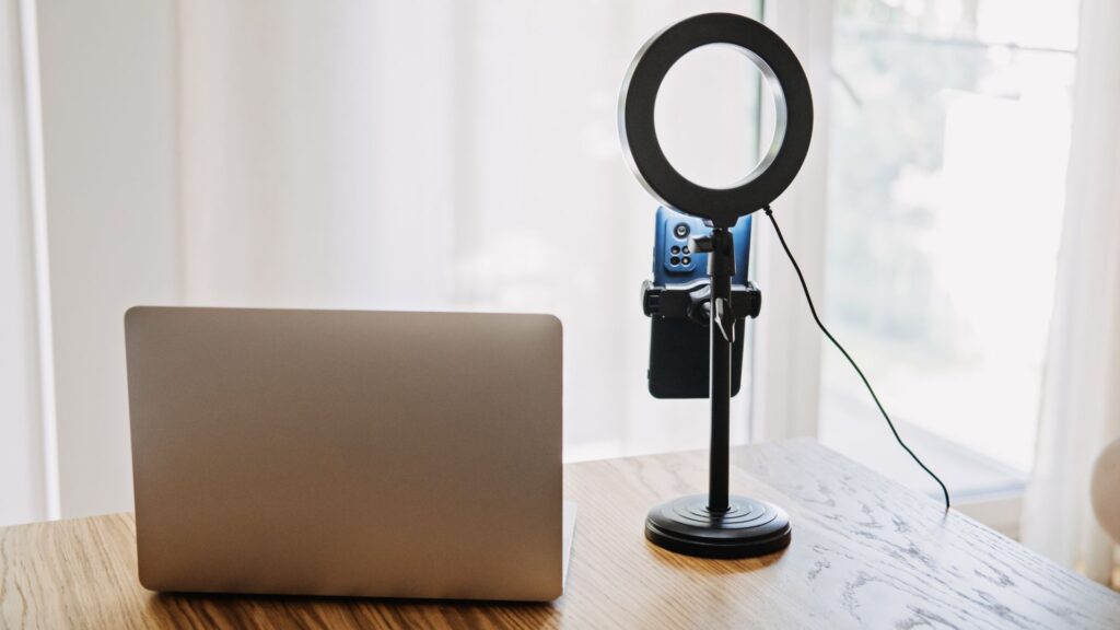 YouTube video creation kit on a table.