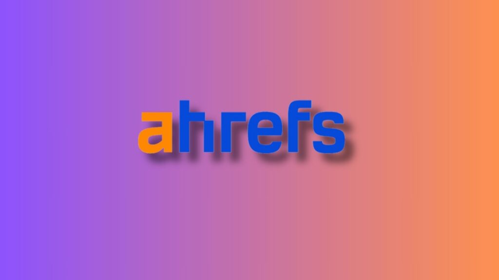 Ahrefs logo on gradient background.