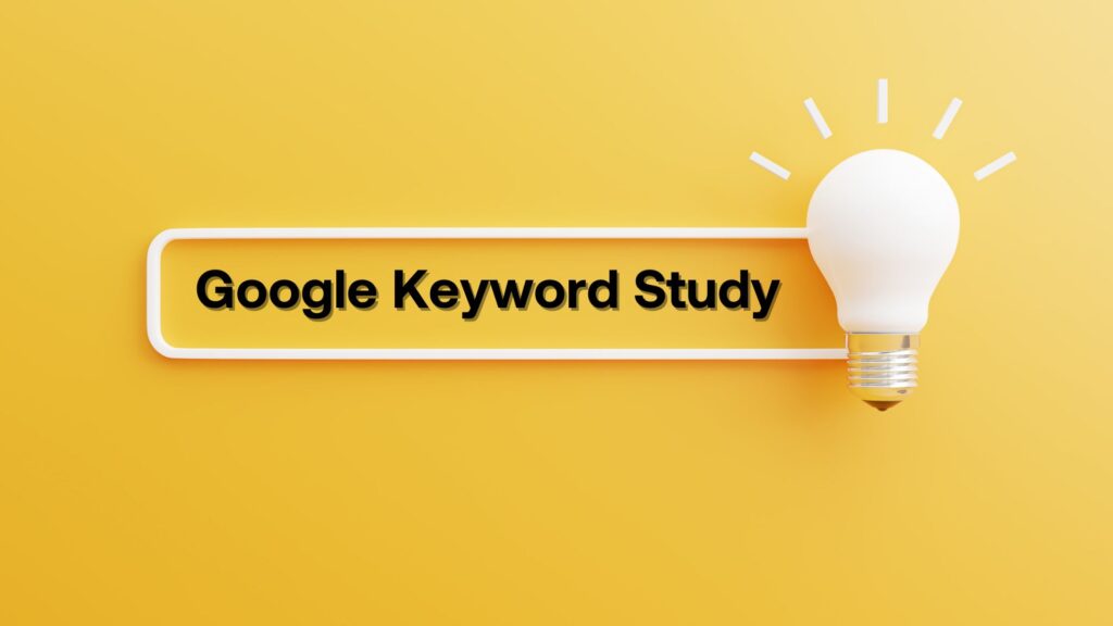 Search bar with the text "Google Keyword Study" on a yellow background.