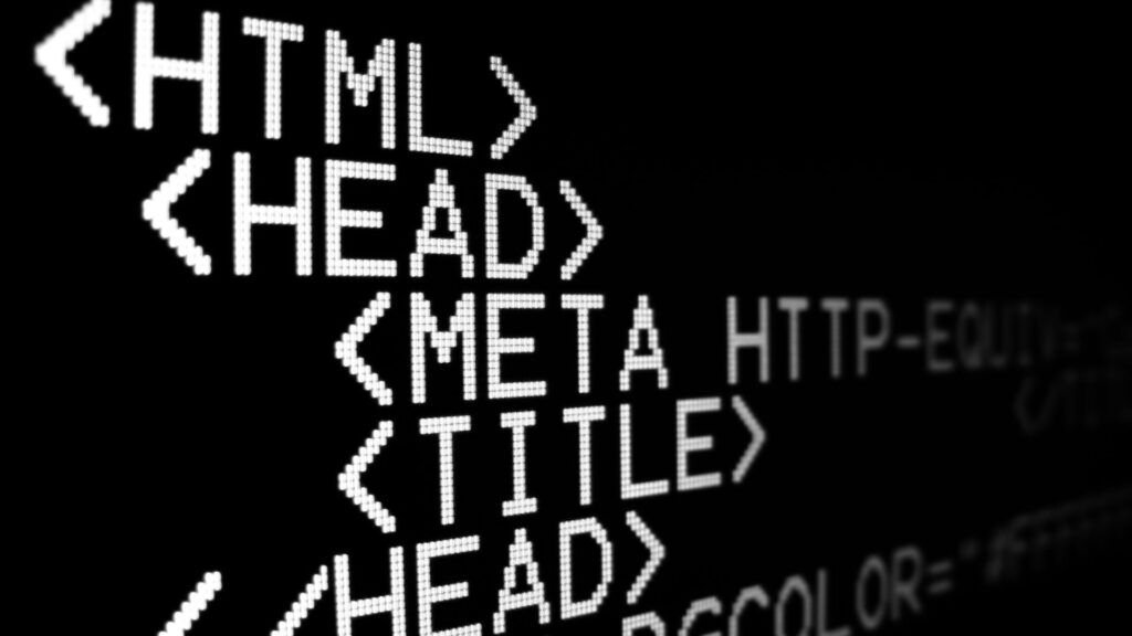 HTML code of a website.