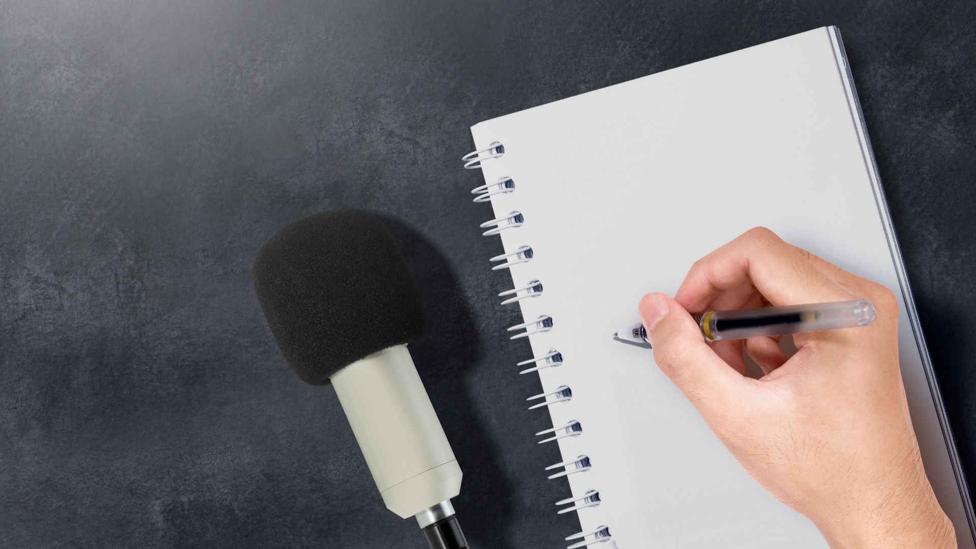 Journalist taking notes reading a press release